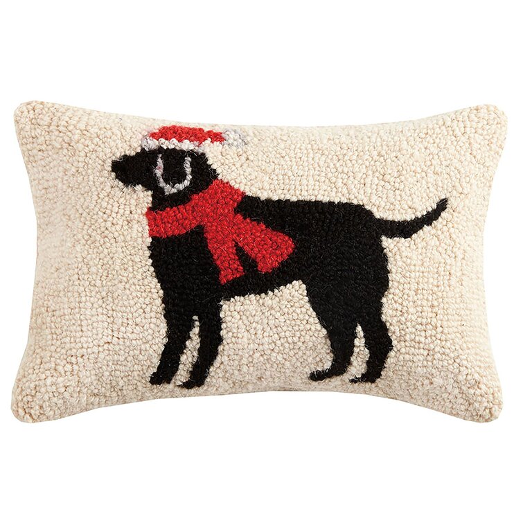 christmas pillow with black lab